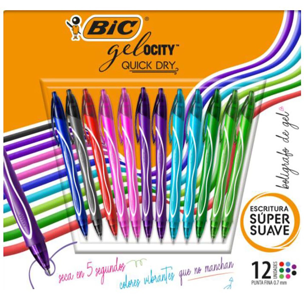 Bic, Bolígrafos Tinta Gel 12 Piezas, Fashion