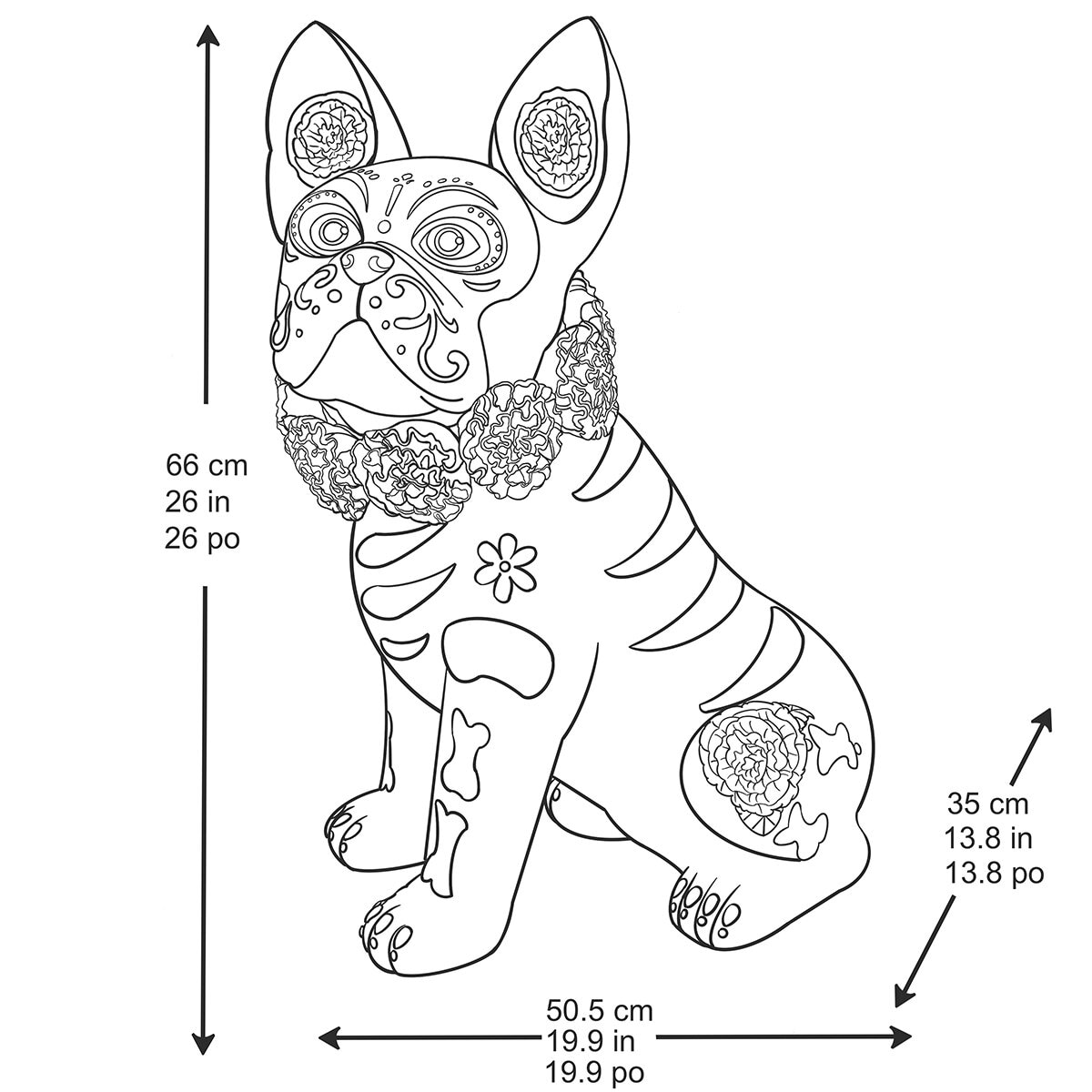 Figura Decorativa Día de Muertos, Bulldog Francés