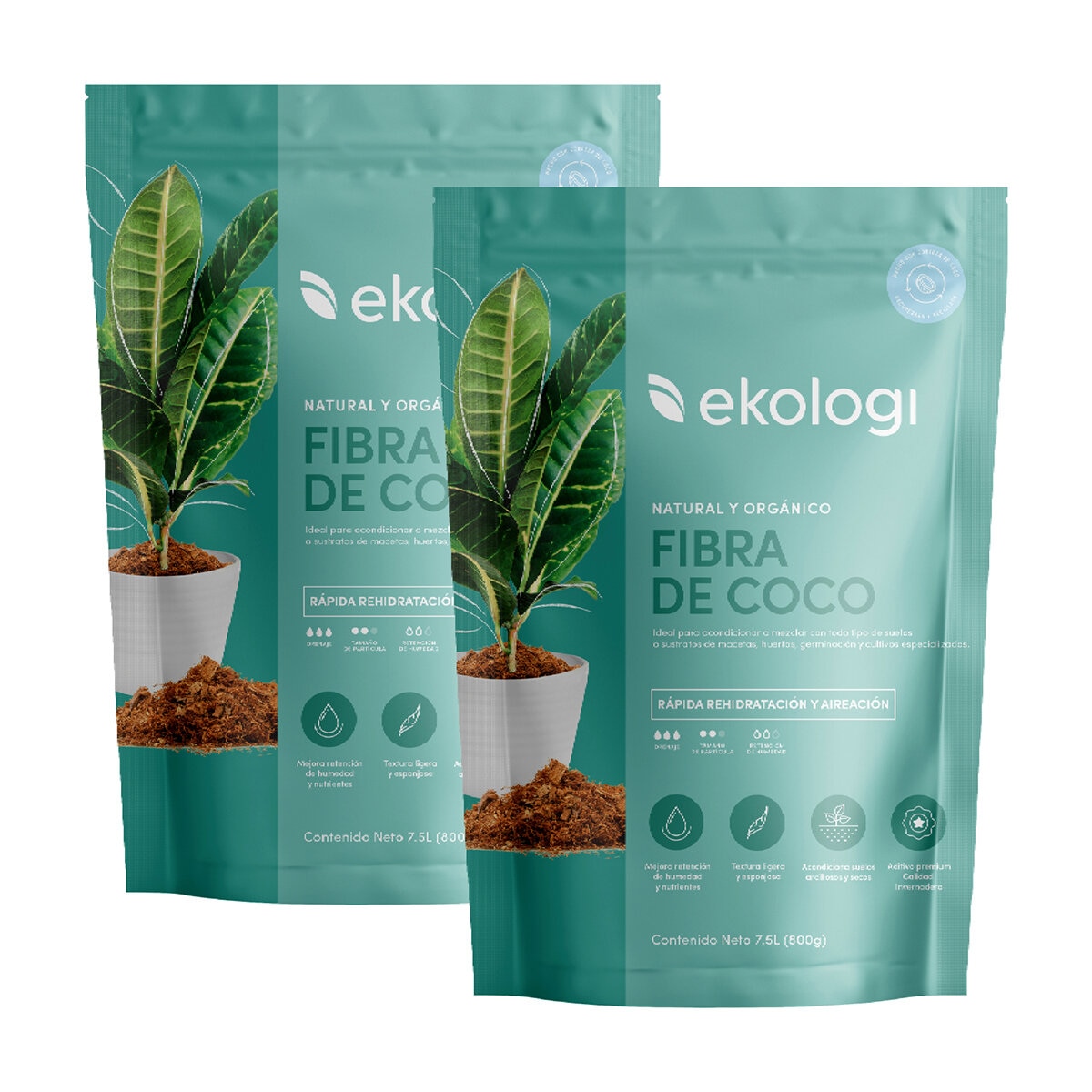 Ekologi, Fibra de Coco 2 piezas de 900g