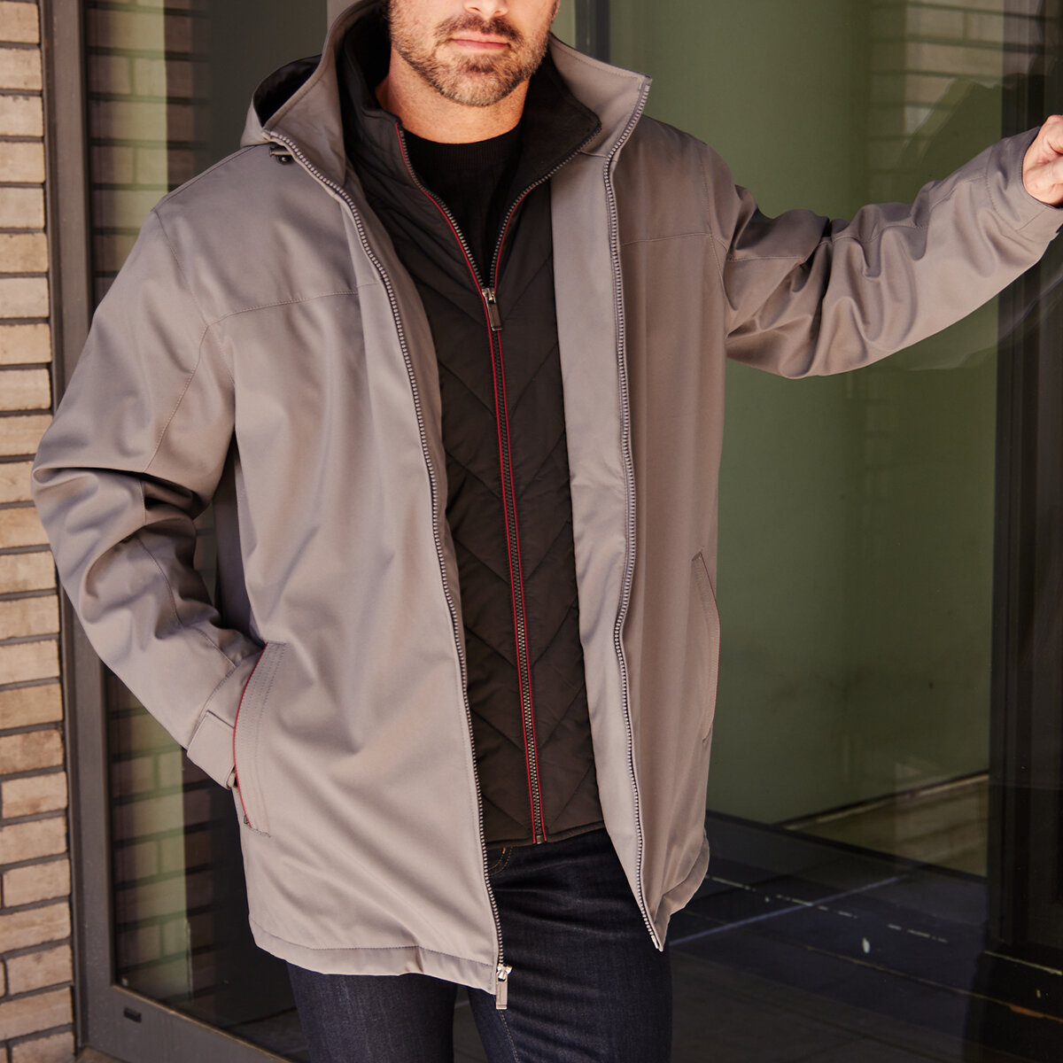 Weatherproof Chamarra para Caballero Gris Grande