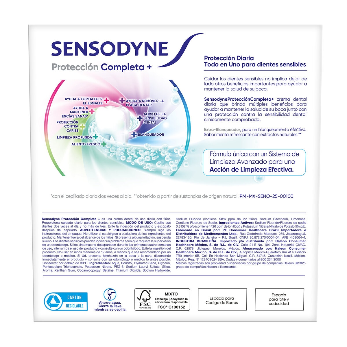 Sensodyne Protección Completa, 5 pzas de 180 g