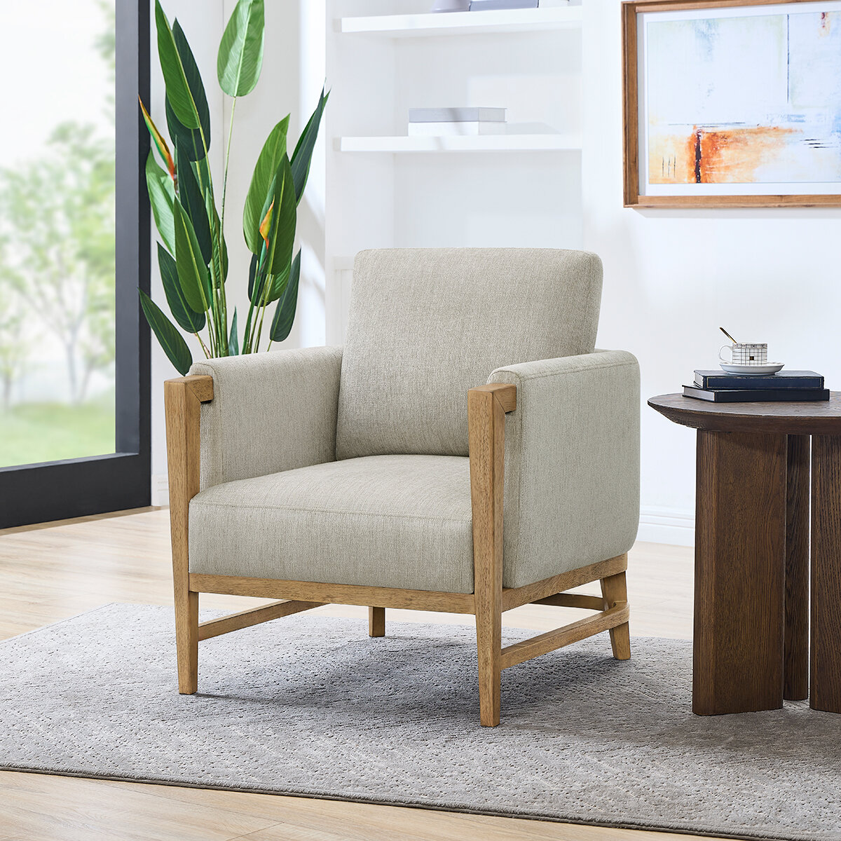 Thomasville, Sillón de Tela con Detalles de Madera