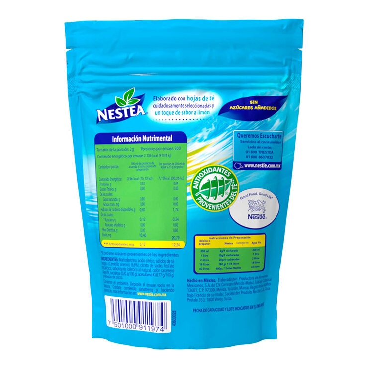 Nestea Té Negro Sabor a Limón Sin Azúcar de 600 g