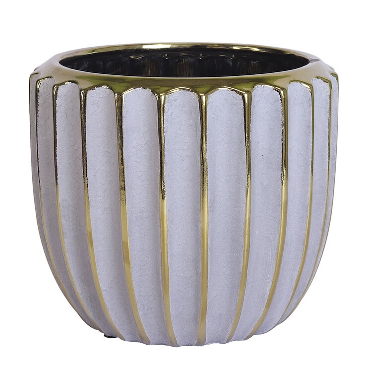 CADAVAL, Loreto Set de 2 Macetas Dorado con Gris