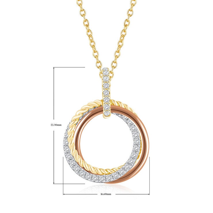 Collar con Dije Circular, 0.27ctw Diamantes, Oro Blanco y Amarillo 14K Collar con Dije Circular, 0.27ctw Diamantes, Oro Blanco y Amarillo 14K