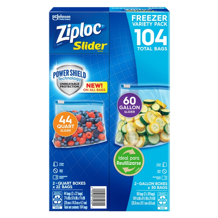 Bolsas para Congelar con Cierre Slider, Ziploc 104 piezas Costco México