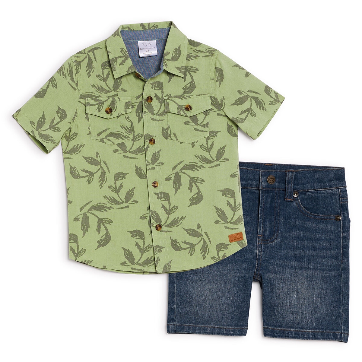 Koala Kids Conjunto 2 piezas para Niños y Niñas Verde 3 Años