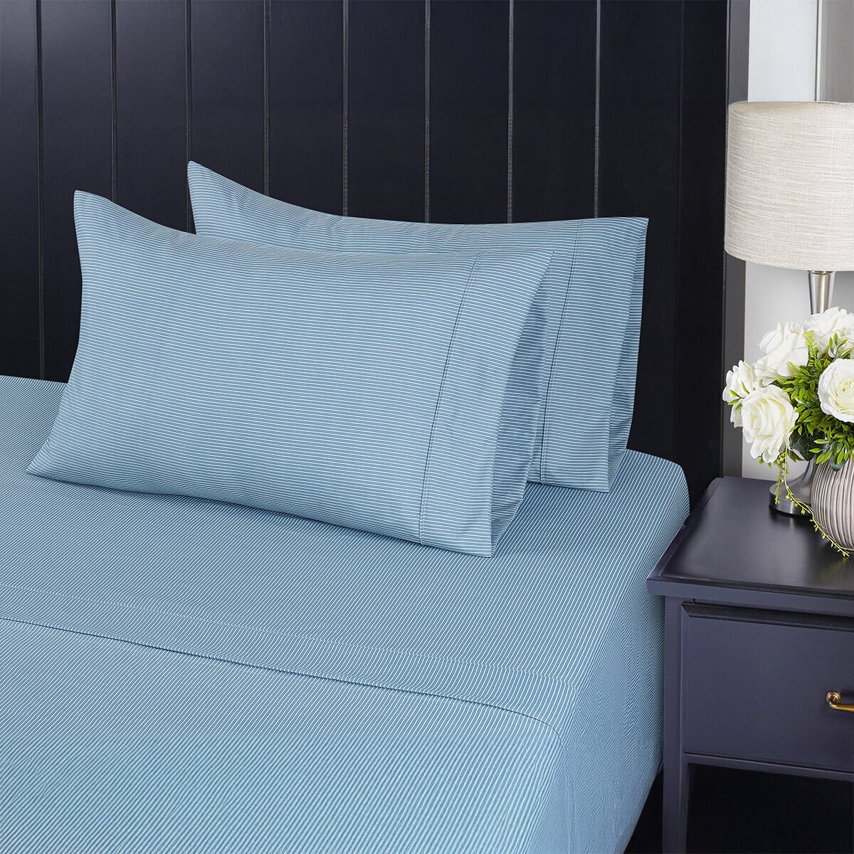 South Point Home Fashions, Juego de Sábanas Queen 6 Piezas, Thin Stripe Blue