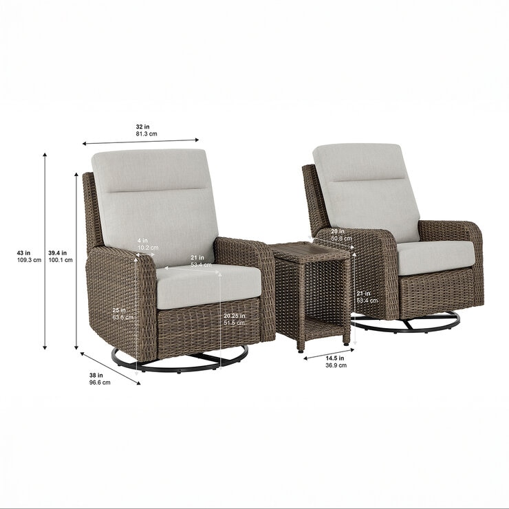 Living Style, Elko Thomasville Set de Sillones Reclinables con Mesa Living Style, Elko Thomasville Set de Sillones Reclinables con Mesa