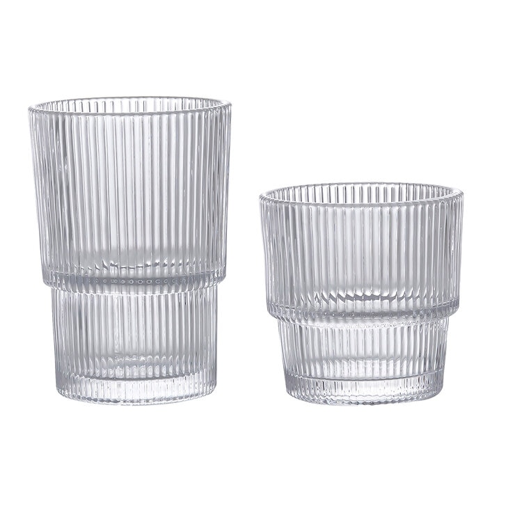 King Crystal Juego de Vasos de Cristal Apilables Chicos y Grandes, 16 piezas