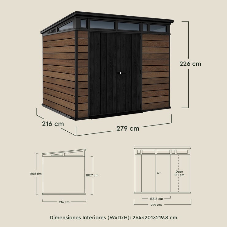 Keter, Signature Collection Pent Cobertizo de 2.74 m x 2.13 m Keter, Signature Collection Pent Cobertizo de 2.74 m x 2.13 m
