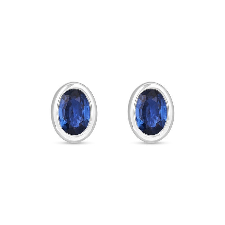 Aretes de Zafiro, Oro Blanco 14K Aretes de Zafiro, Oro Blanco 14K