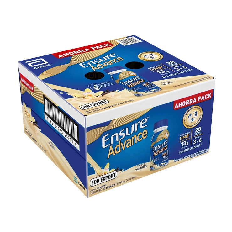 Ensure Advance Suplemento Alimenticio Sabor Vainilla 16 pzas de 237 ml