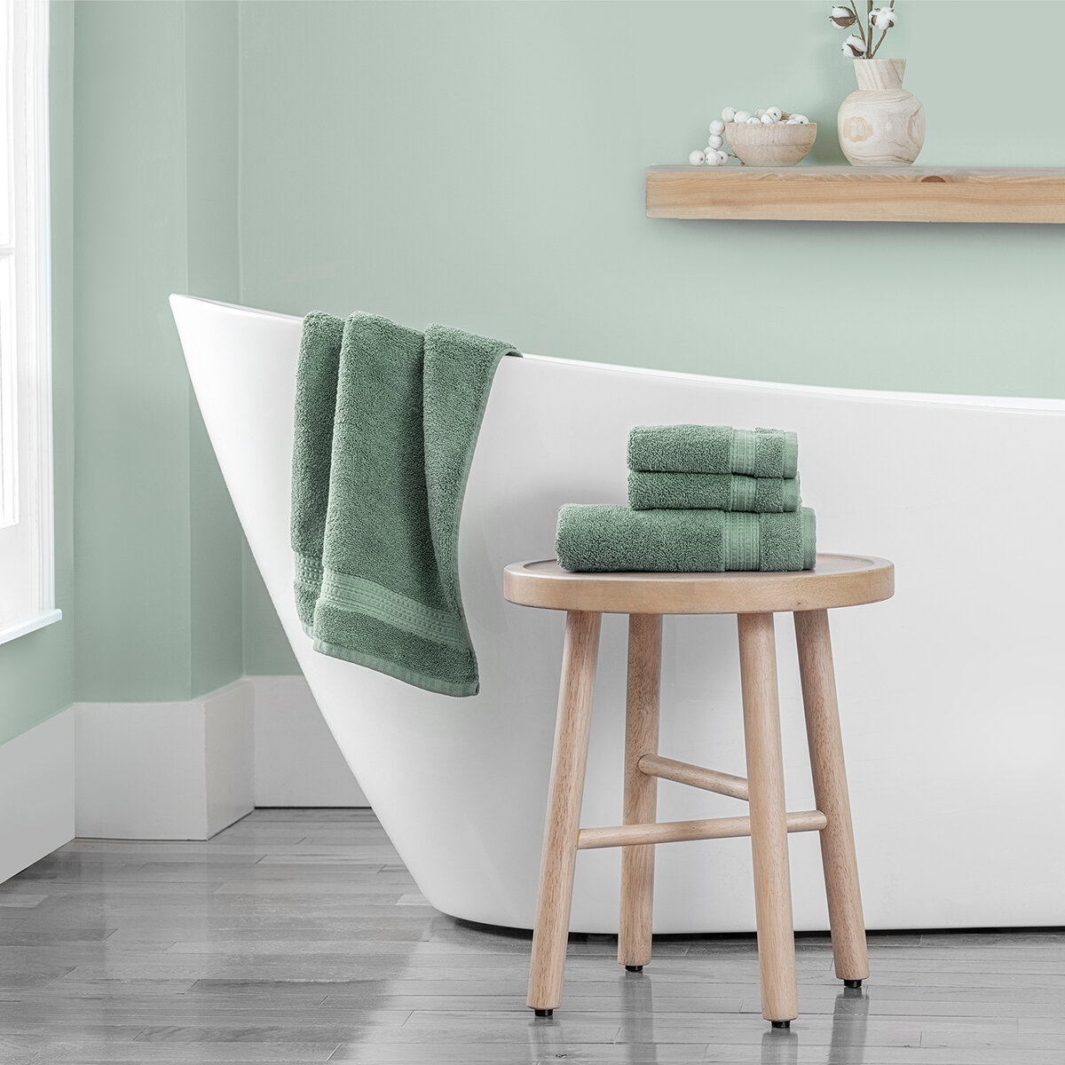 Purely Indulgent, Juego de 4 Toallas, Verde