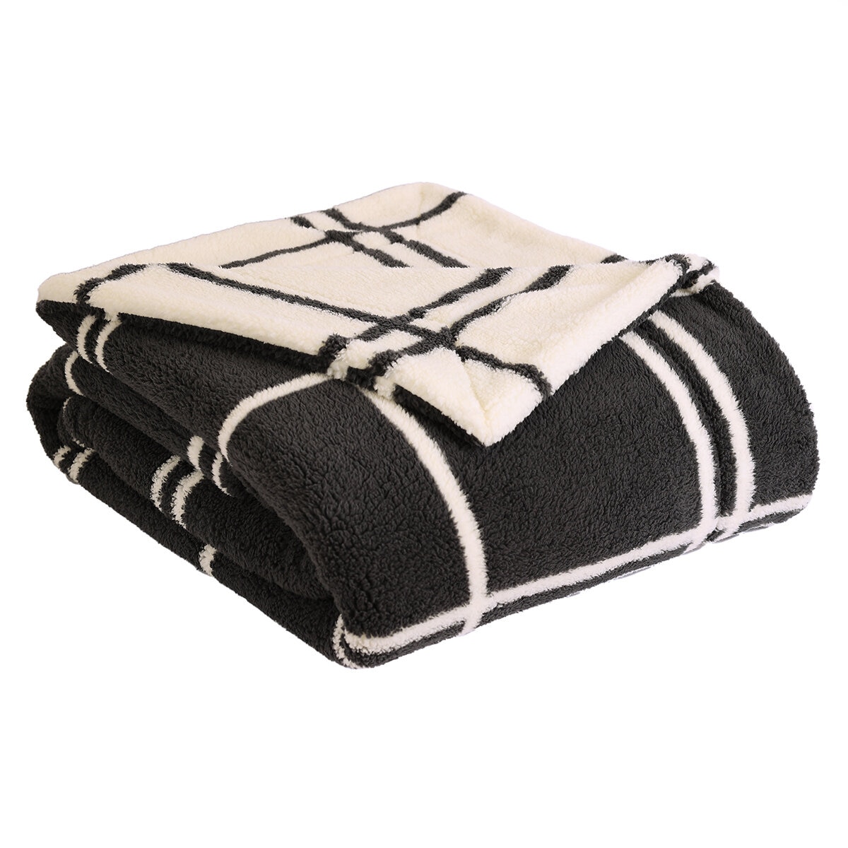 Life Comfort Cobija Tamaño Queen/ King, Dark Grey Plaid