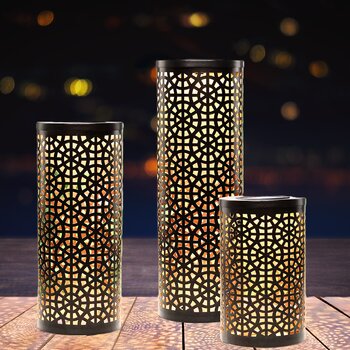 Mullally, Pilares de Luz Led con Paneles Solares, 3 Piezas