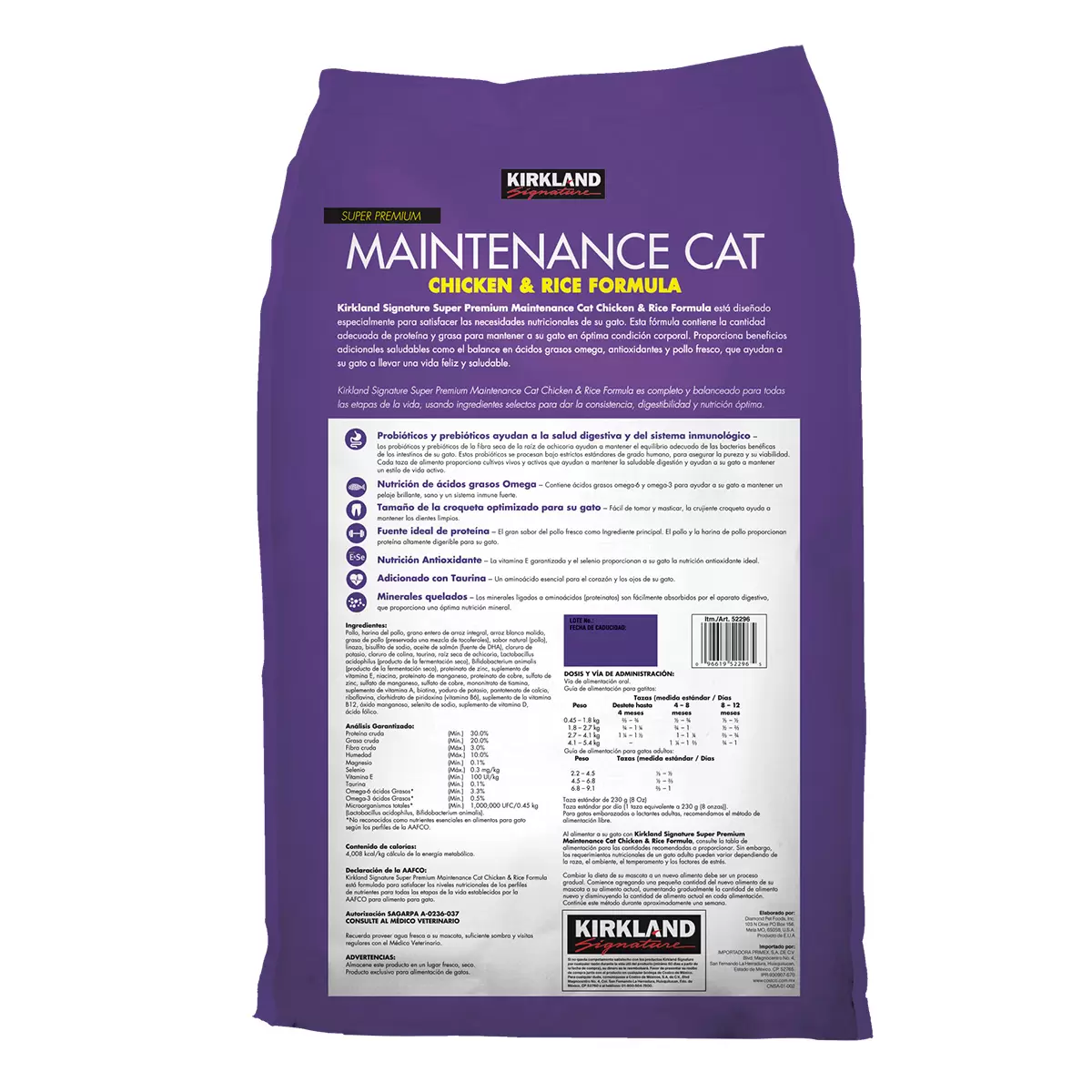 Kirkland Signature Alimento para Gato Pollo y Arroz  11.3kg