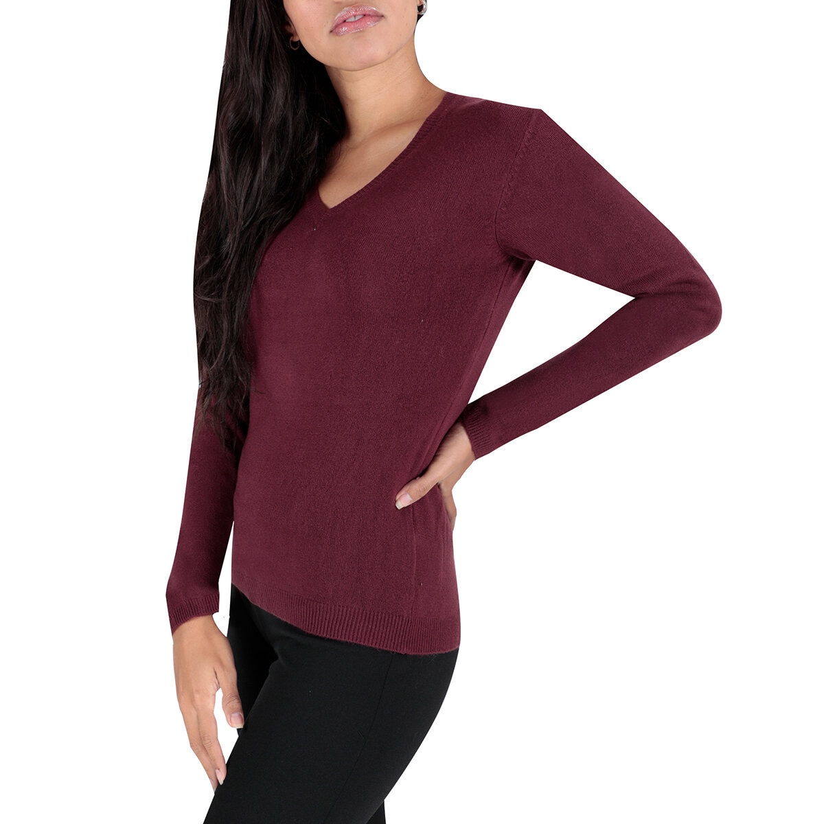 Vanity Suéter para Dama Vino Cuello V Extra Grande Cost...