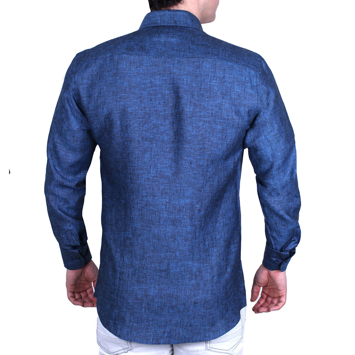 Emporio Colombo, Camisa de Lino para Caballero Corte Regular/Slim en Varias Tallas, Color Azul