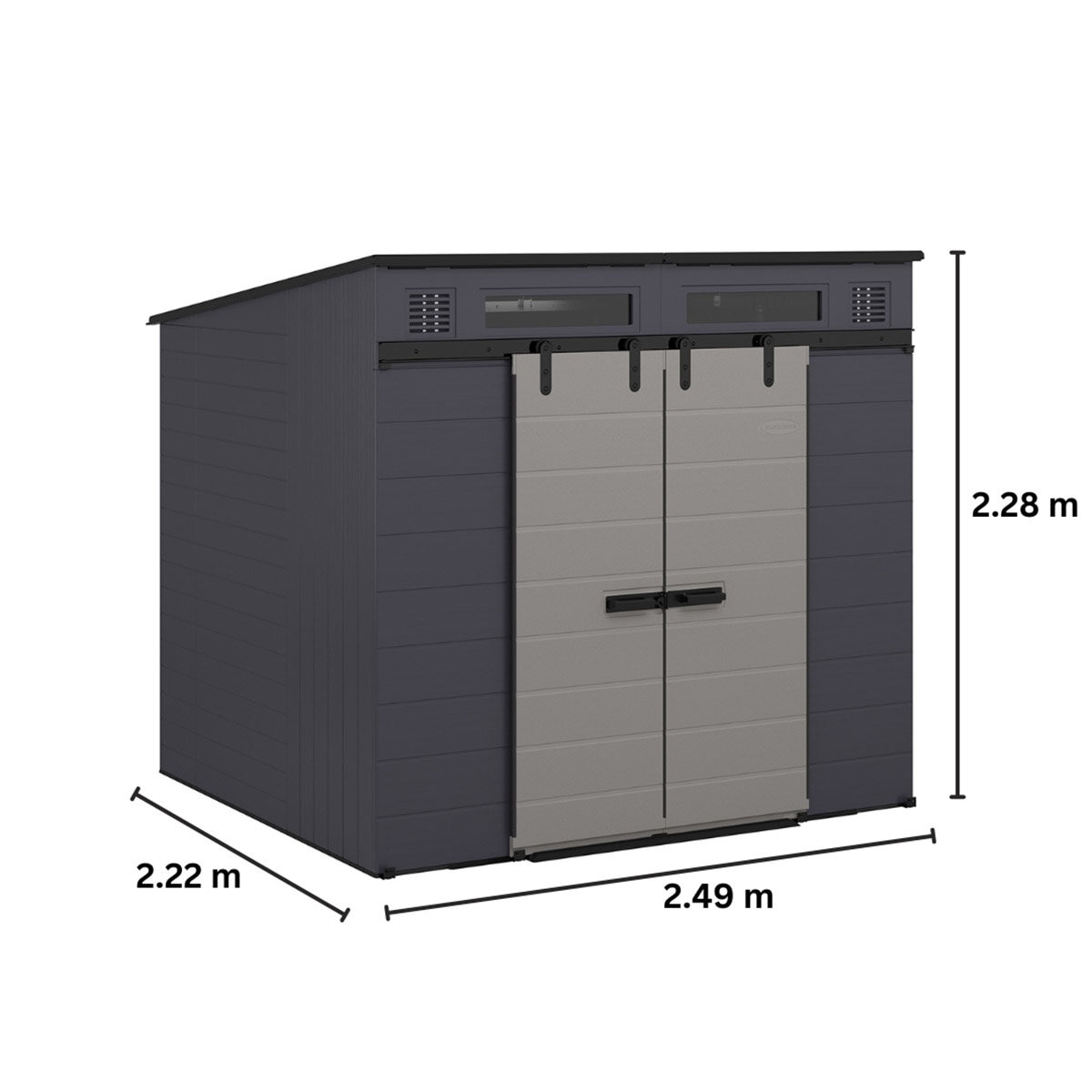 Suncast, Modernist Cobertizo de Almacenamiento de 2.4m x 2.1m con Puertas Corredizas