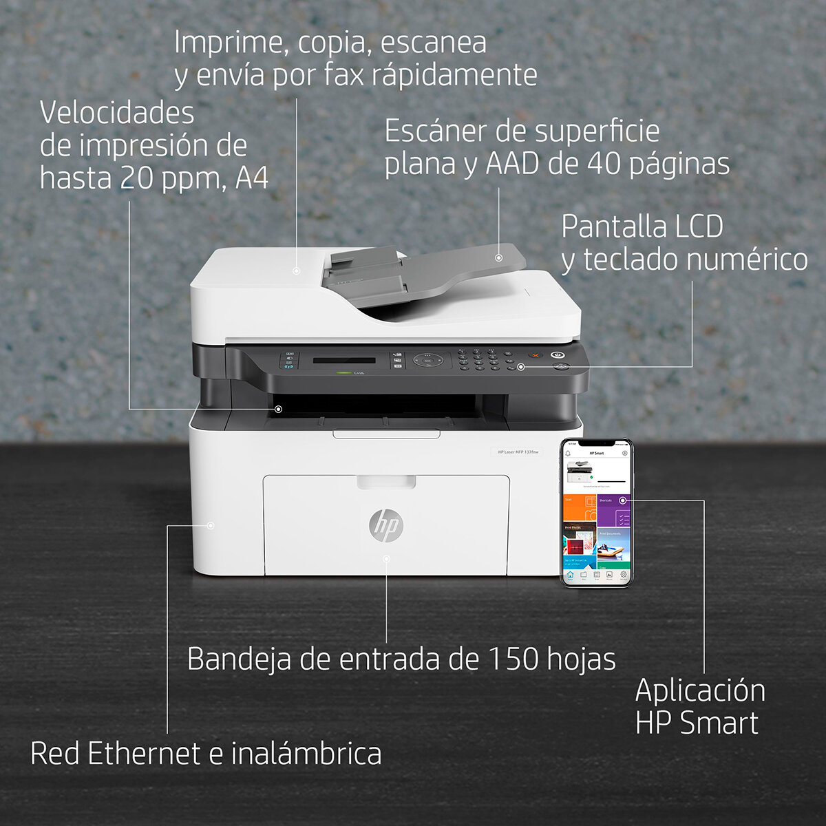 HP Multifuncional Láser 137FNW