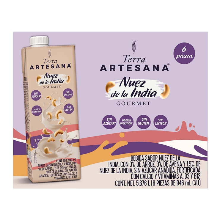 Terra Artesana Bebida de Nuez de la india 6 pzas de 946 ml