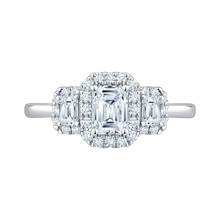Anillo, Esmeralda, 1.17ctw Diamantes, Platino