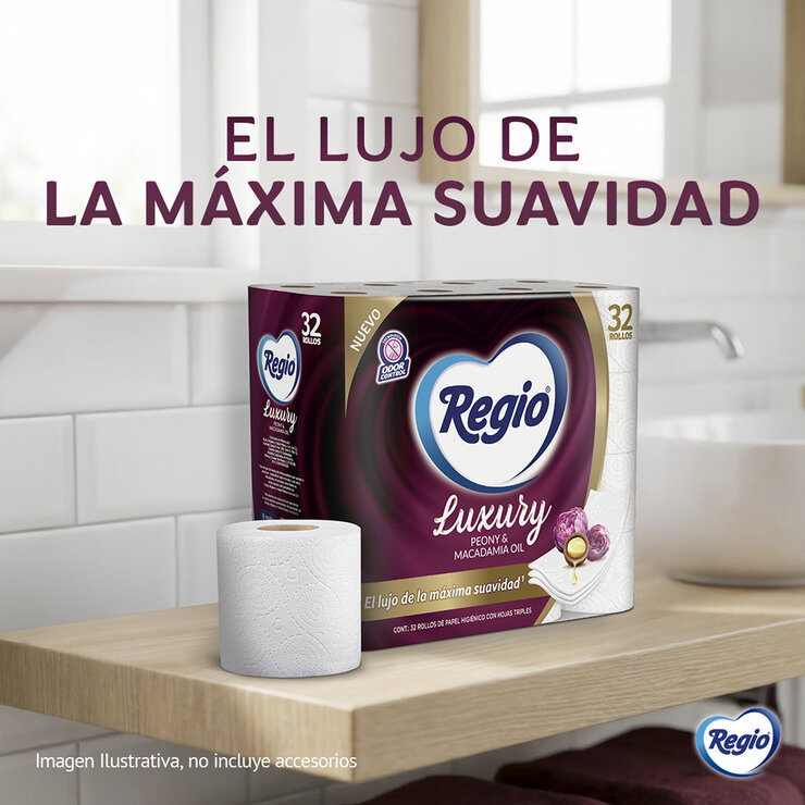 Regio Luxury Peony & Macadamia Oil Papel Higiénico 32 Rollos