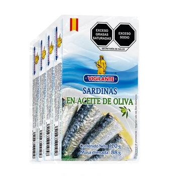 Vigilante Sardinas en Aceite de Oliva 4 pzas de 120 g