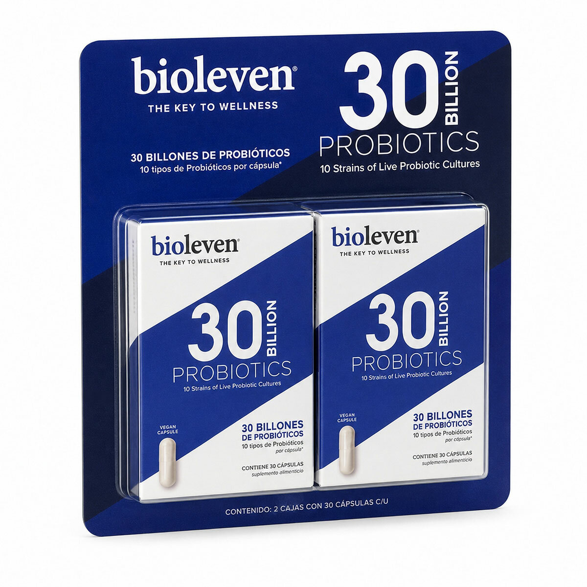 Bioleven Probióticos 30 Billones 2 Cajas de 30 Cápsulas c/u Bioleven Probióticos 30 Billones 2 Cajas de 30 Cápsulas c/u