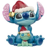 Stitch y Trapos Figura Decorativa Navideña Pintada a Mano