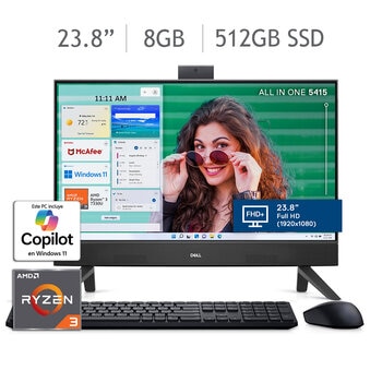 DELL All-In-One Inspiron 5415 Desktop 23.8" Full HD AMD Ryzen 3 8GB 512GB SSD