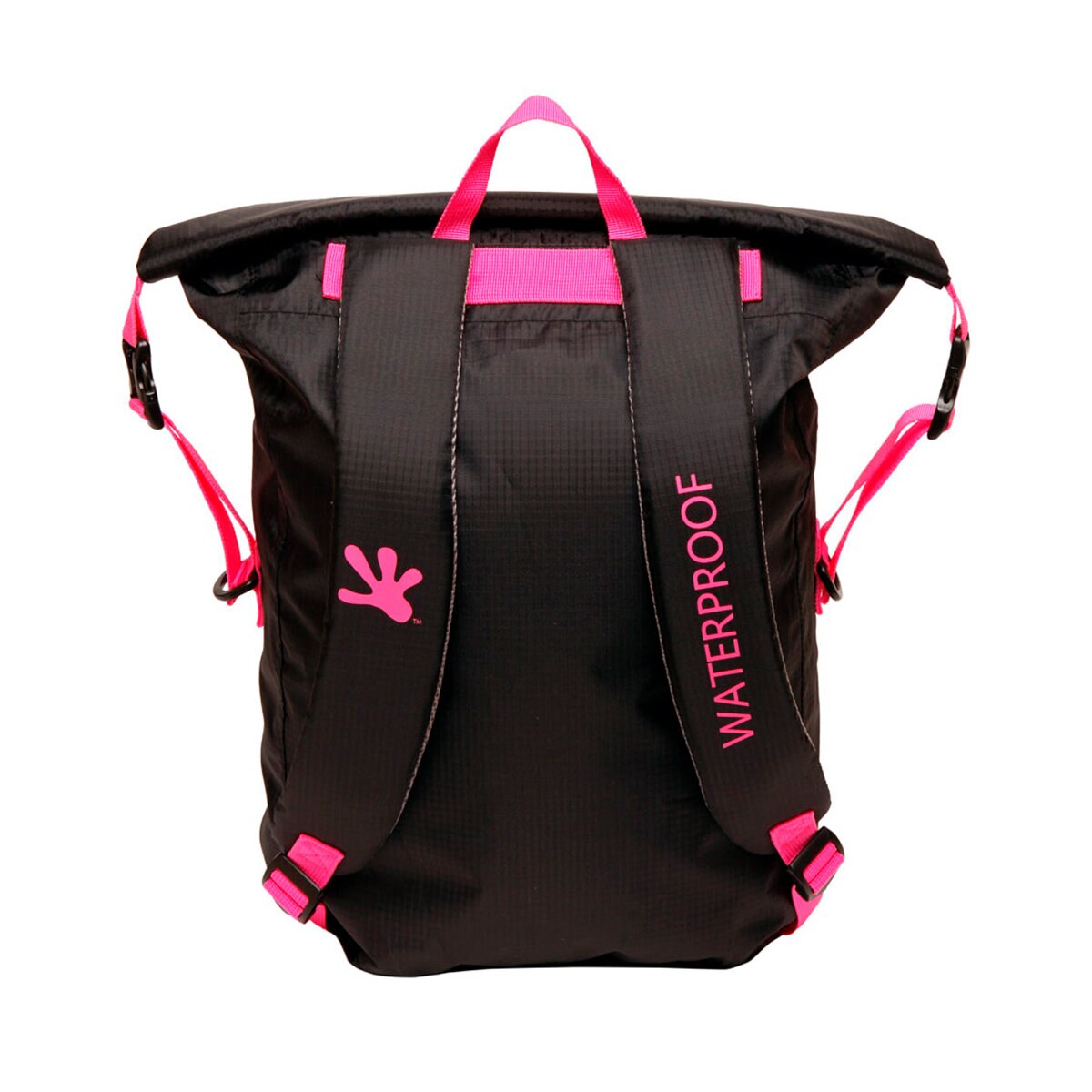 GeckoBrands, Mochila Impermeable Ligera, Color Negro con Rosa