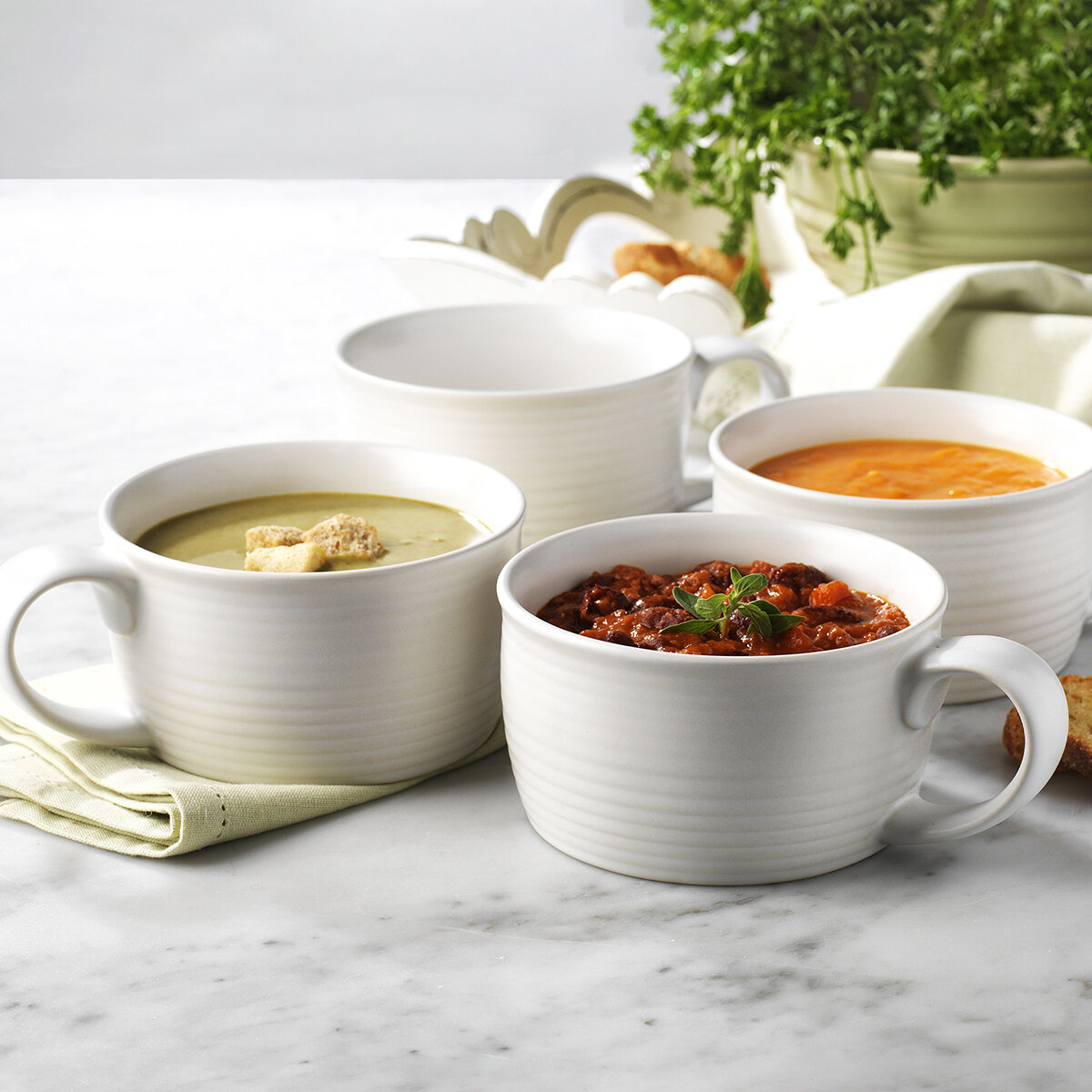 Home Essentials Juego de Tazas para Sopa 4 Piezas