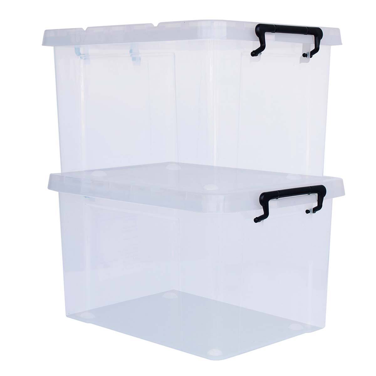 AG Box, Set de 2 Cajas de Almacenamiento Transparentes con Ruedas