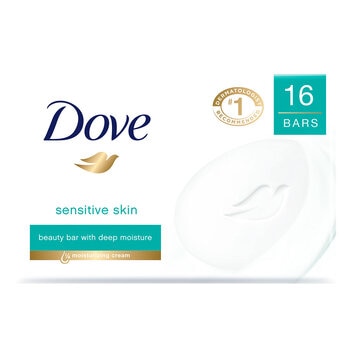 Dove Sensitive Jabón Corporal en Barra 16 pzas