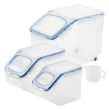 LockNLock Juego de 3 Recipientes para Almacenamiento con Taza para Medida