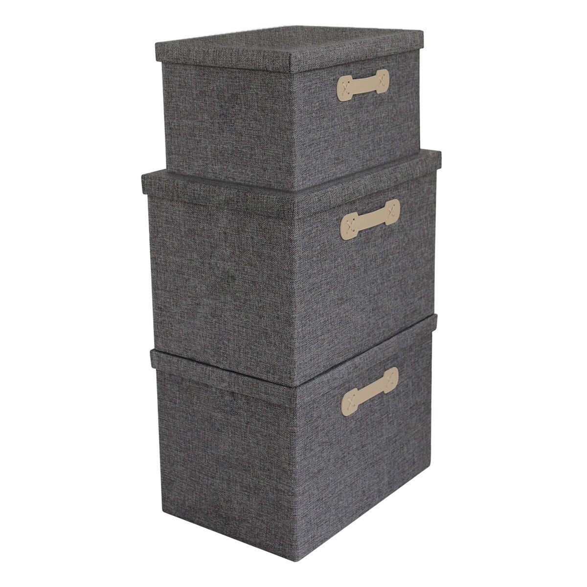 Ag Box, Set de 3 Cajas de Almacenamiento Plegables para Armario, Gris
