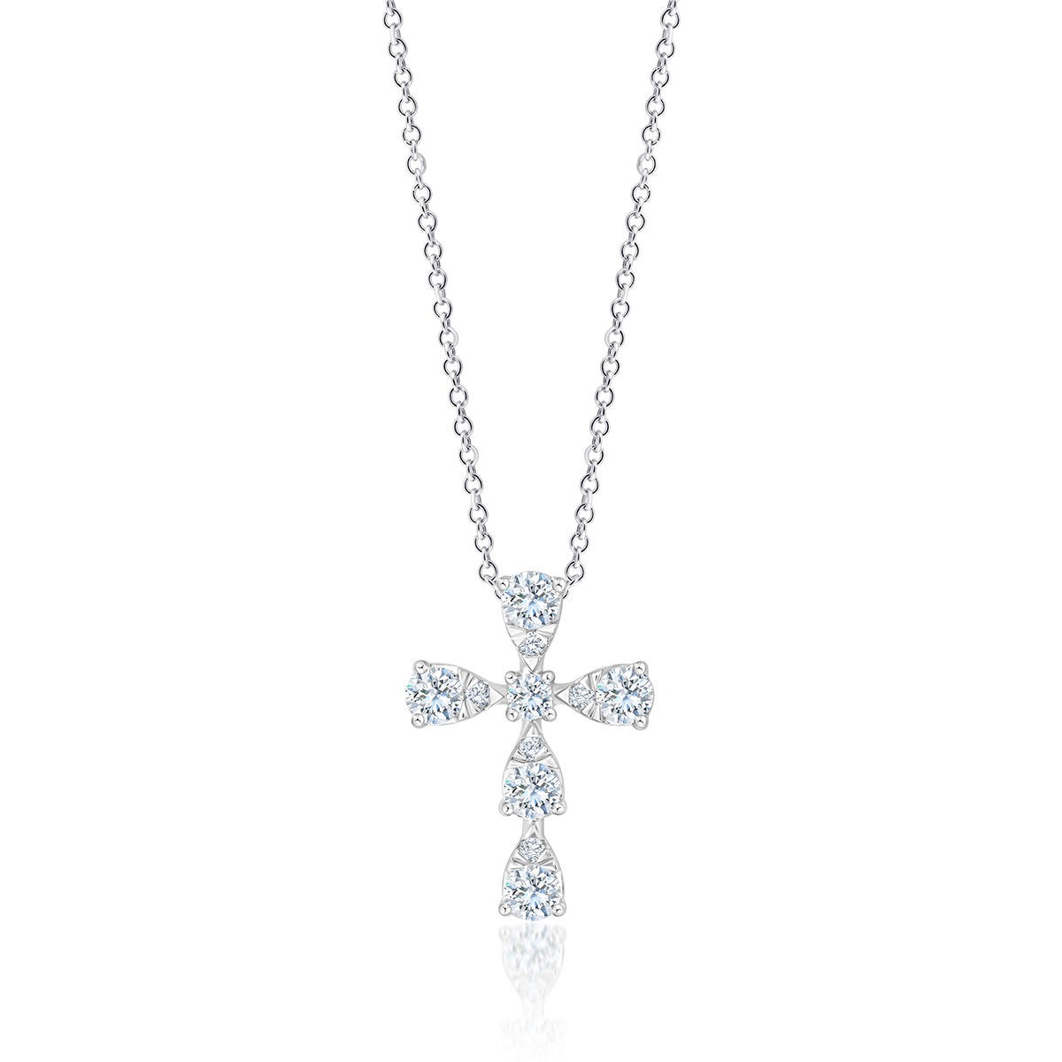 Dije de Cruz de Diamantes, 0,45 ct, Oro Blanco 14K