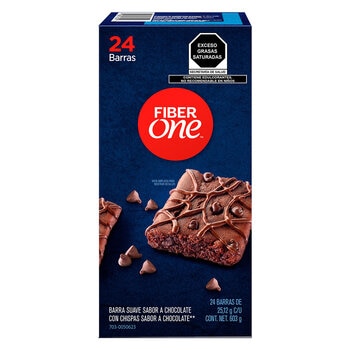 Fiber One Barras Suave Estilo Brownie con Chispas de Chocolate 24 pzas de 25 g