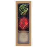 Surtido de Ornamentos Navideños de 3 Piezas de 250 mm, Rojo/Verde/Oro