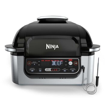 Ninja Foodi, Parrilla eléctrica para interiores 5 en 1 + Freidora de Aire, 4.5L