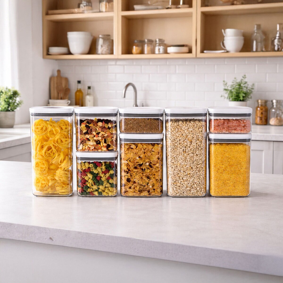 AG Box, Set de 8 Contenedores de Alimentos, DIferentes Capacidades, con Cierre Giratorio