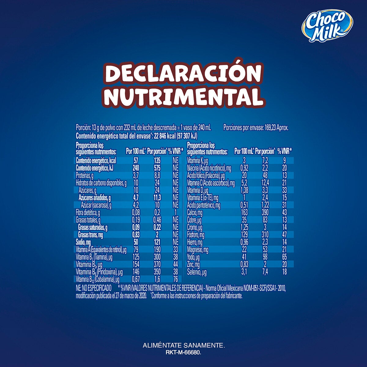 Choco Milk Chocolate En Polvo 2.2 kg Choco Milk Chocolate En Polvo 2.2 kg