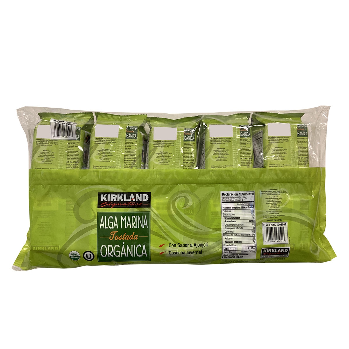 Kirkland Signature Alga Marina Orgánica 10 pzas de 17 g