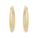 Aretes, Arracadas de Borde de Cuchillo, Oro Dos Tonos 14K