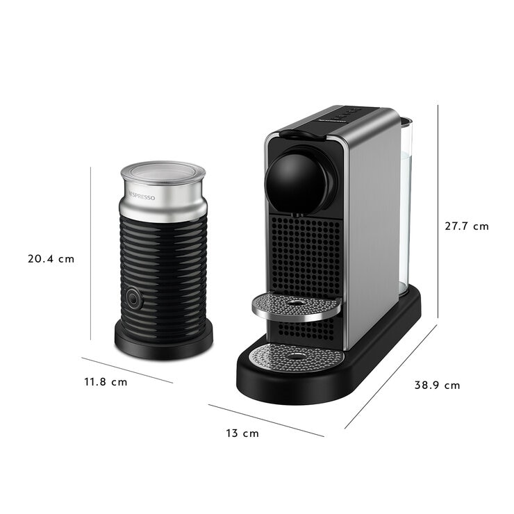 Nespresso, Cafetera Citiz Platinum con Aeroccino 3, incluye 20 cápsulas de regalo