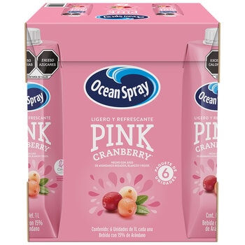 Ocean Spray Pink Jugo de Arándanos Rosados, Blancos y Rojos 6 pzas de 1 l