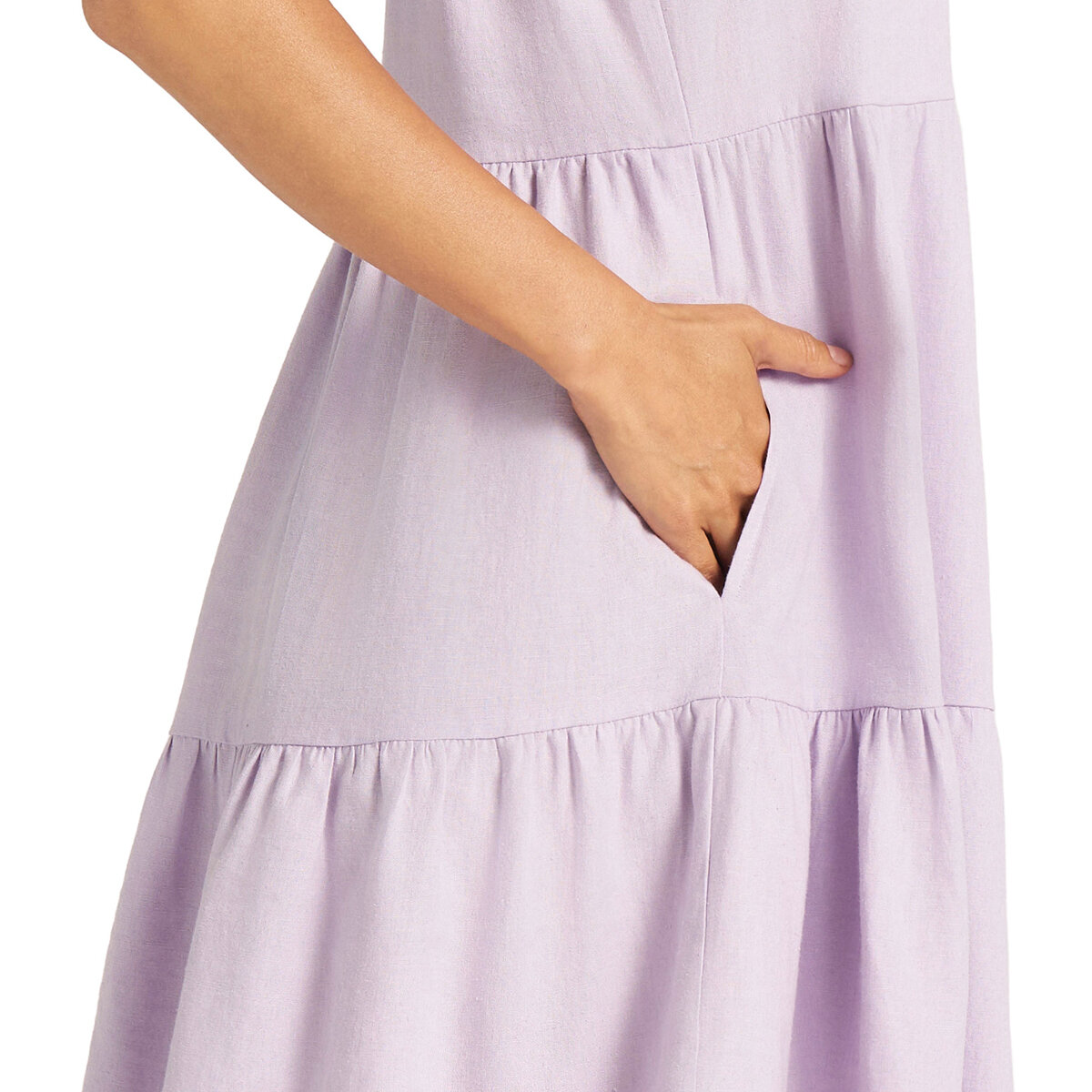 Matty M Vestido Tipo Lino para Dama Morado Chica