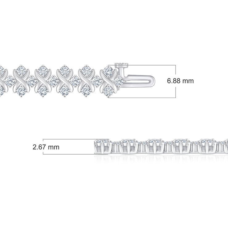 2.65ctw, Pulsera Tenis de Diamantes, Corte Redondo Brillante, Oro Blanco 14K